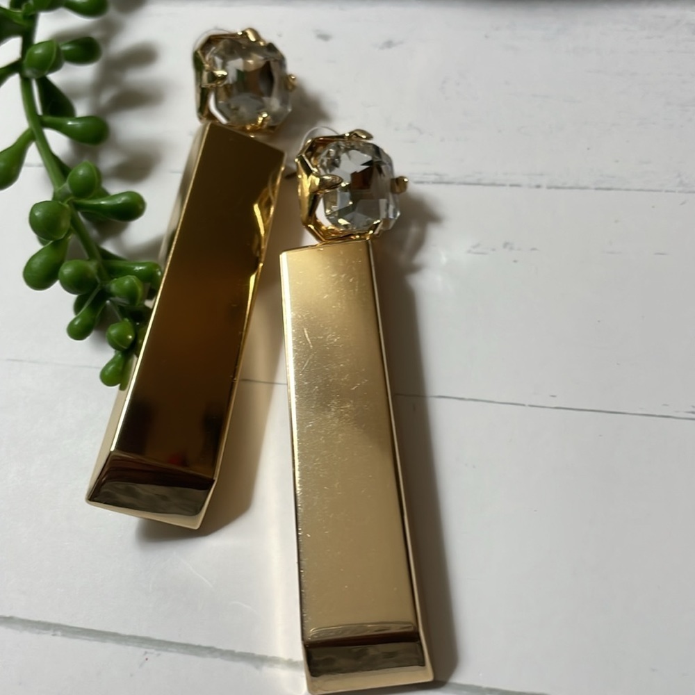 Zara Gold Rectangle Statement Earrings - image 7
